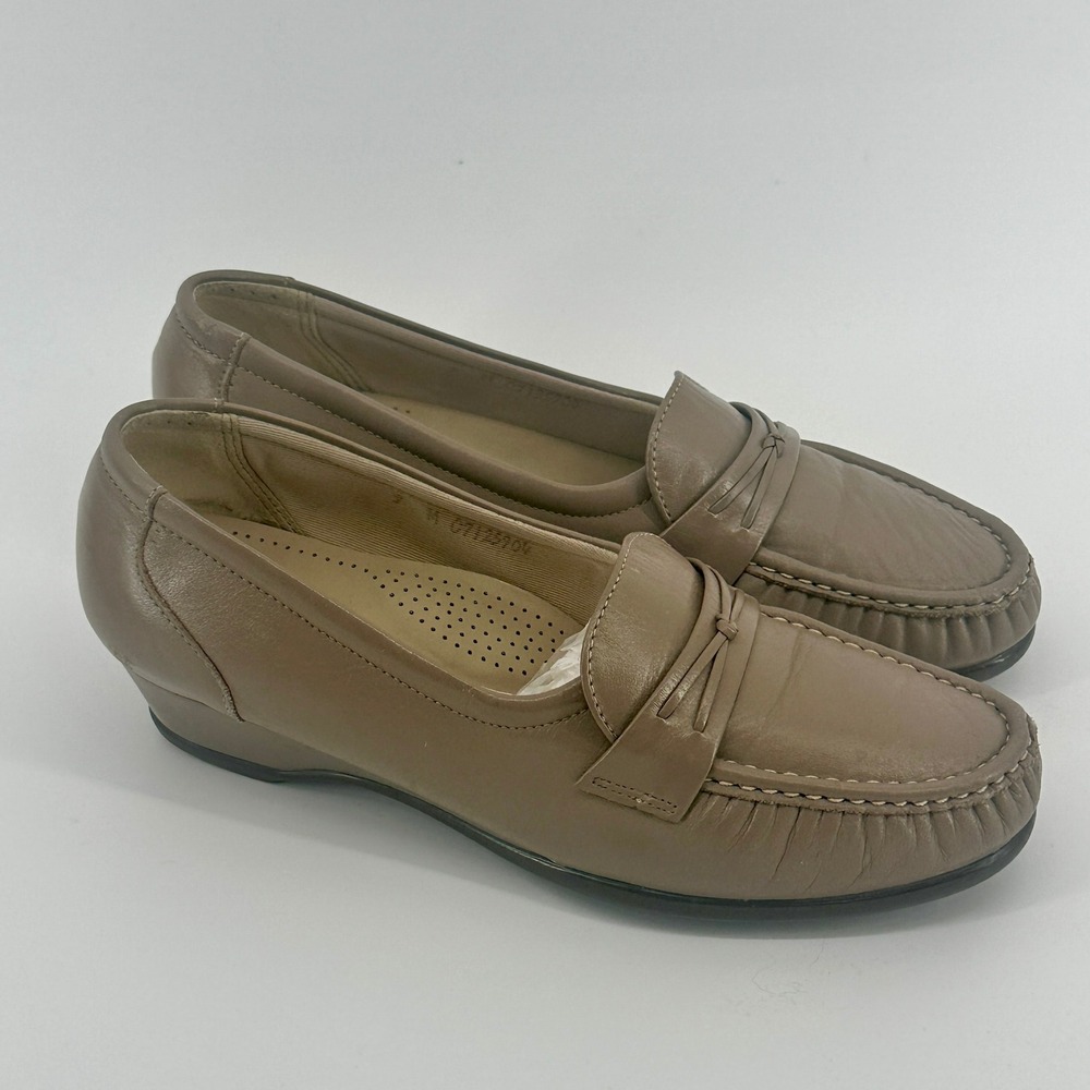 SAS Easier Loafers Shoes Womens 9M Mocha Brown Solid USA Made Slip On Orthotic